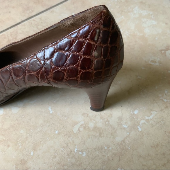 ‼️OFFERS Vintage Genuine Alligator Skin Heels Petra Italy 4.5 HTF Burgundy - Picture 5 of 16